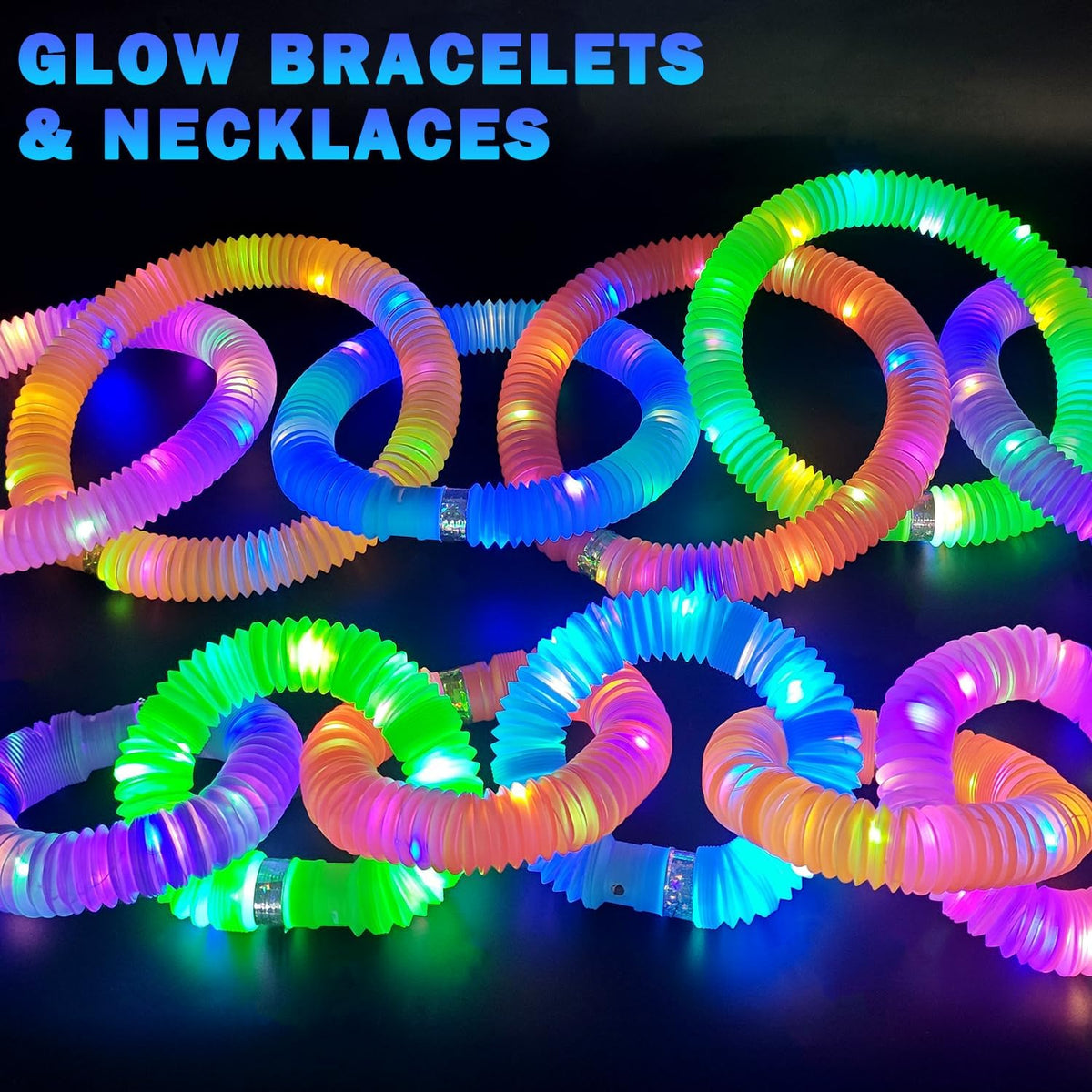 Glow Sticks Party Favors for Kids 12 PCS-Christmas Glow in Dark Party Supplies for Toddlers,Light Up Necklace Bracelet Accessories for Boys Girls,Neon Decoration for Birthday New Years Eve Camp Care