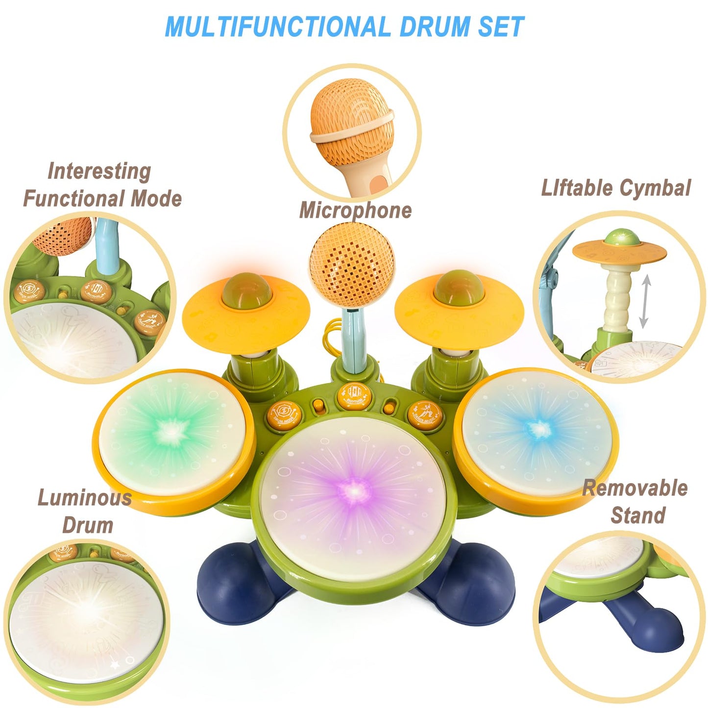 Drum Set for Toddlers 4+, Kids Drum Set Musical Instruments, Toys for 4 5 Year Old Boy Birthday Gifts