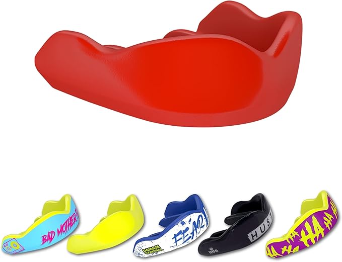 DAMAGE CONTROL High-Impact Mouth Guard – Sports Mouthguard for Boxing, Football, Hockey, Lacrosse & Basketball, Protects Teeth & Jaw, Protective Mouthpiece for Adults & Youth (Youth, Red)