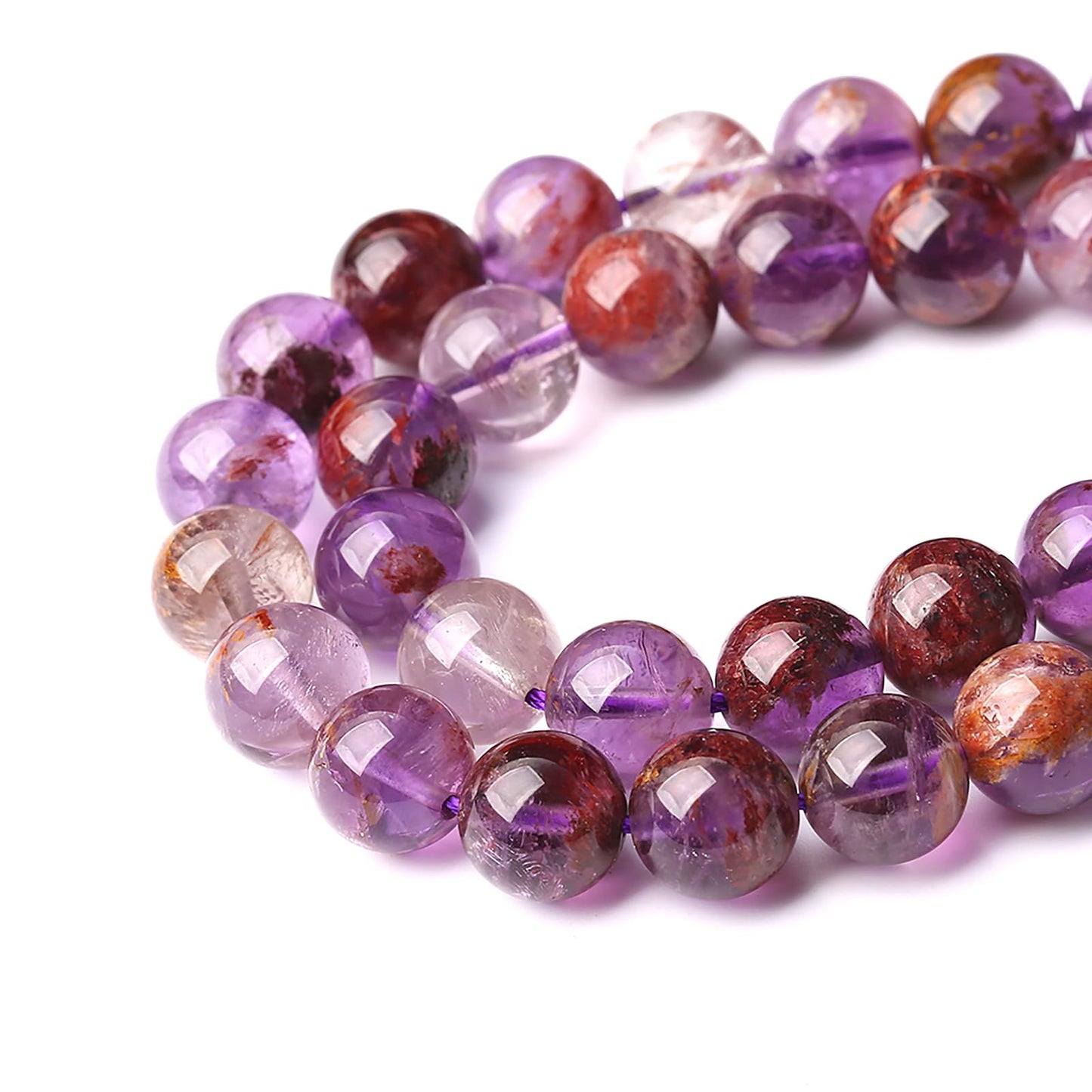4MM 86PCS Natural Gemstone Purple Ghost Crystal Stone Beads for Jewelry Making DIY Bracelet