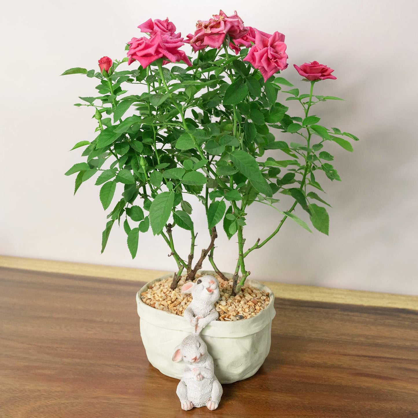 WONDHOME Rabbit Flower Pot Succulent Planter Garden Pots, Easter Decorative Flower Pot,Animal Shaped Cartoon Planter Pots,Art Decorations（with Drainage Hole）