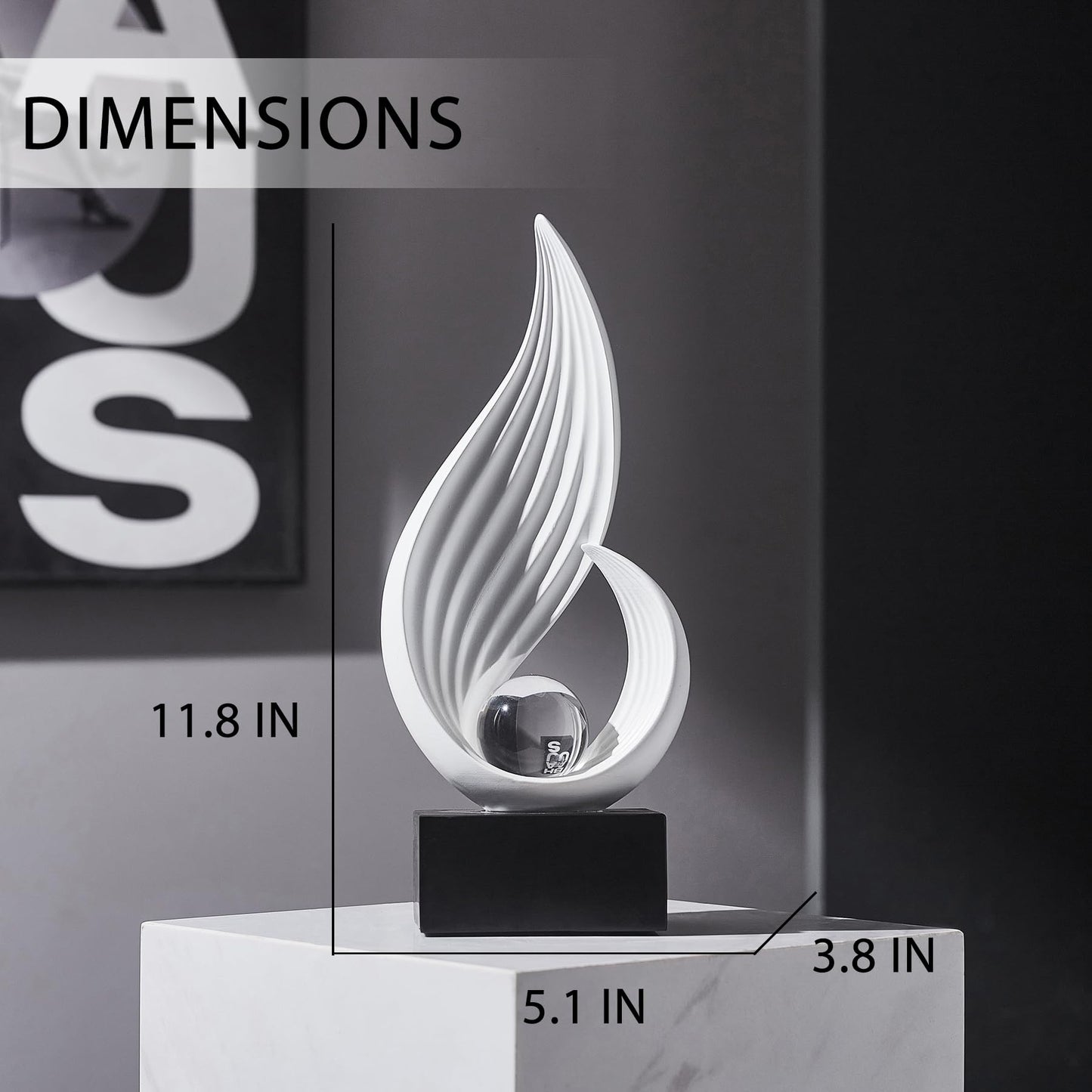 FJS Home Decor Modern White Statue Living Room Decor, Resin Shelf Decor Accents, Abstract Art Sculptures Decorations for Bookshelf Dining Room Office Coffee Table TV Stand
