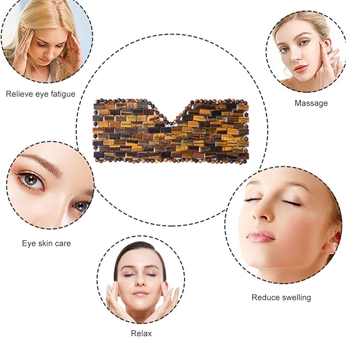 ideayard Jade Eye Mask Tiger Eye Cooling Jade Sleep Eye Mask 100% All Natural Soothe Stone Eye Mask