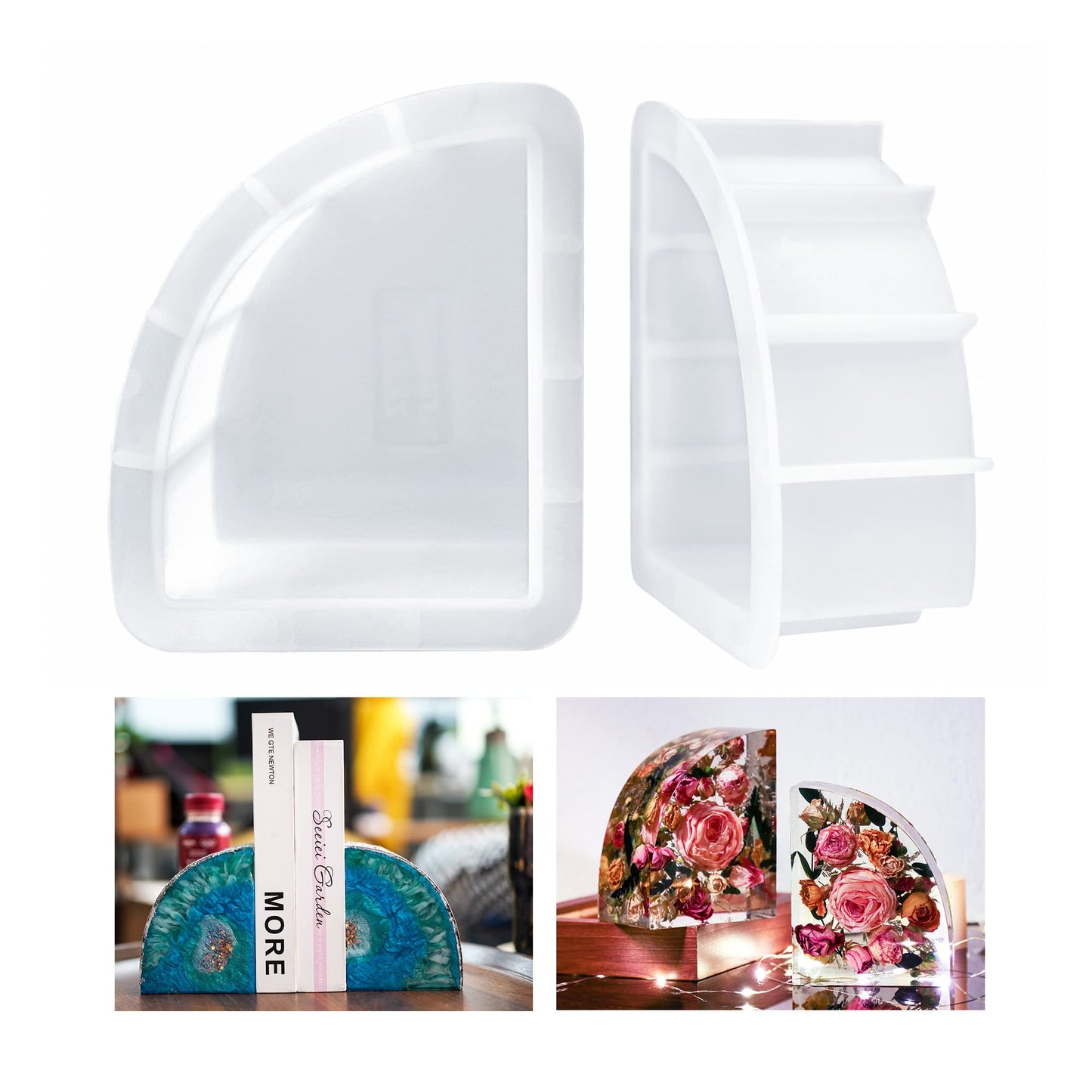 LET'S RESIN Bookends Resin Molds, 1 Pair Geode Book Organize Moulds Silicone Large, Crystal Epoxy Resin Molds for Books, Desktop Organizer, Office Home Decoration, Gift
