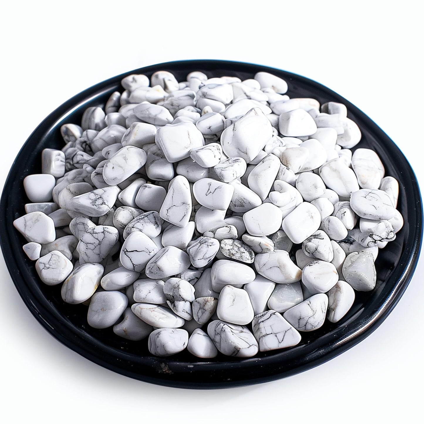 SigMntun Polished Howlite Crystal Chips 200 Pcs - 0.3" 10 oz Tumbled Stone Chips Crushed Sea Glass Stones Healing Reiki Crystal Jewelry Making Home Decoration
