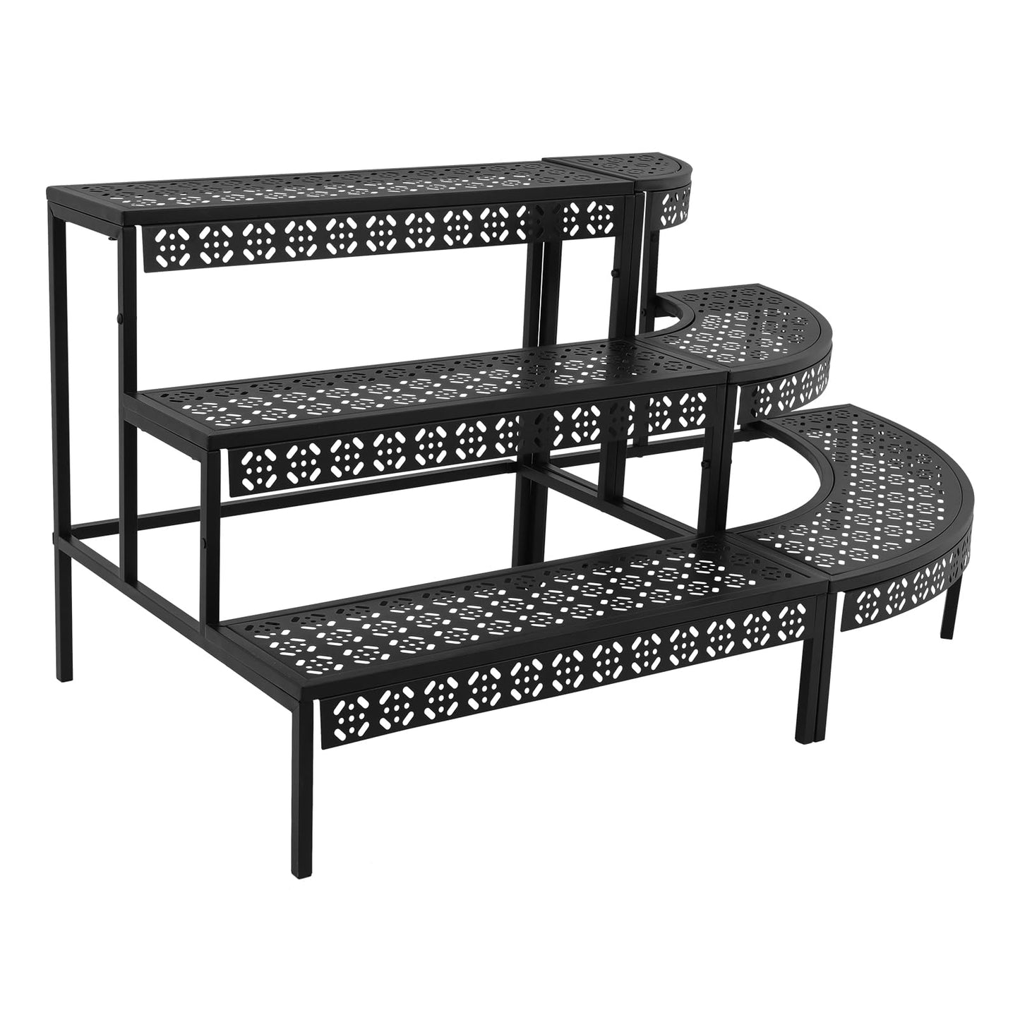 TrueyEssence 3 Tier Metal Plant Stand, Ladder Flower Pot Holder Corner Step Storage Display Rack for Garden Patio Balcony Indoor/Outdoor Black
