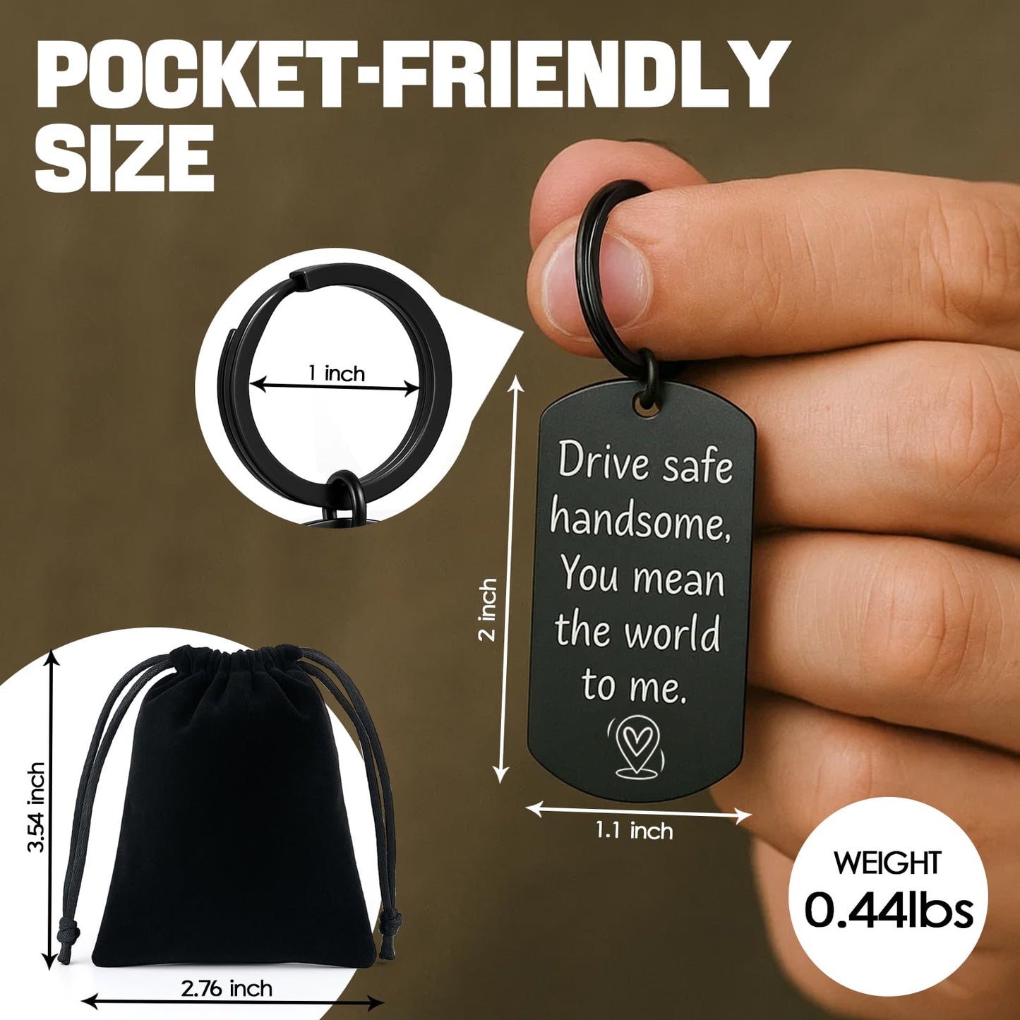 Drive Safe Handsome Keychain For Him: Stocking Stuffer Gift For Boyfriend Husband Father - Romantic Practical Driving Reminder - Idea For Christmas Birthday Valentine’s Day Father’s Day Anniversary