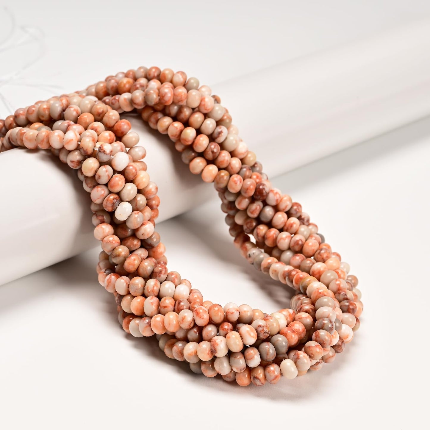 ICAI 4x6mm Natural Rondelle Beads – Loose Gemstone Spacers for DIY Jewelry Making (Red Crazy Lace Agate)