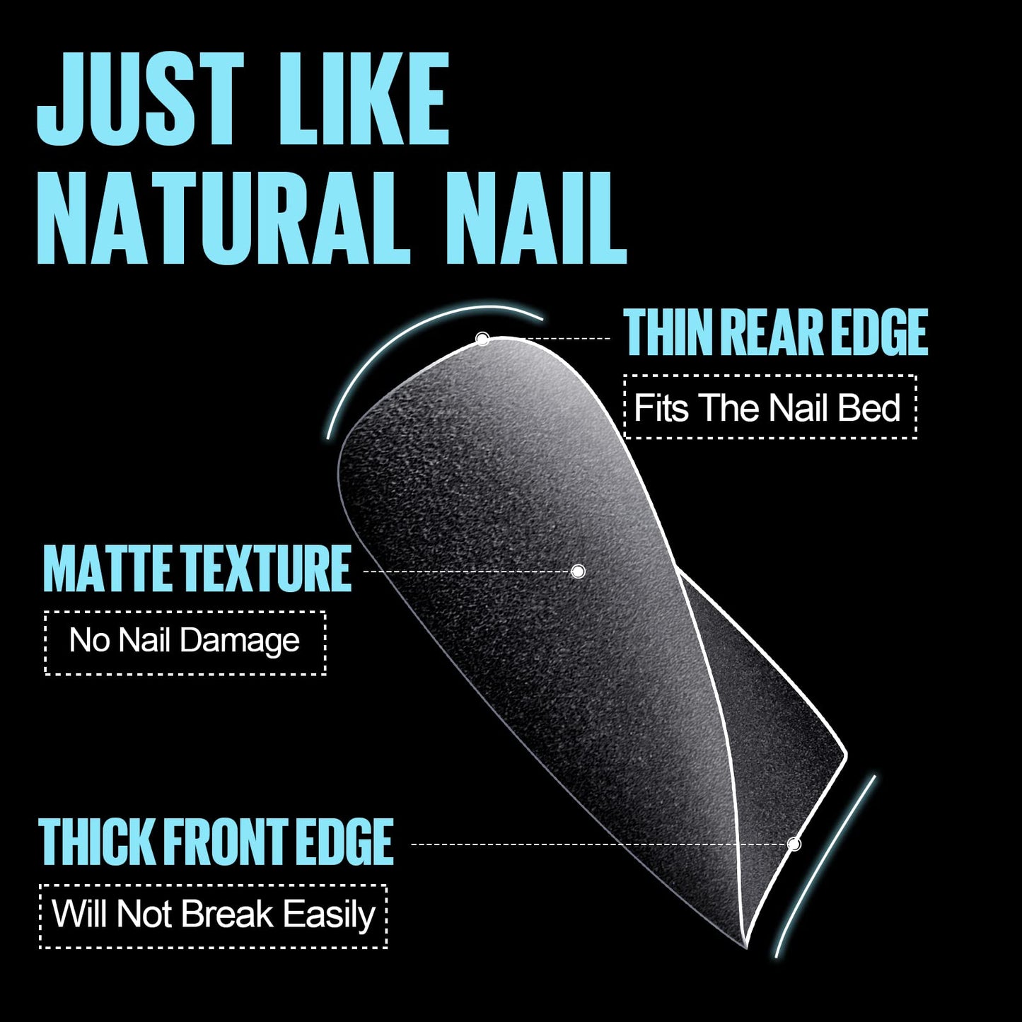 TOMICCA Short Coffin Nail Tips 450Pcs Soft Pre Shaped Gel Nail Tips, Acrylic Double-sided Matte Full Cover Press on Nail or Extension Manicure