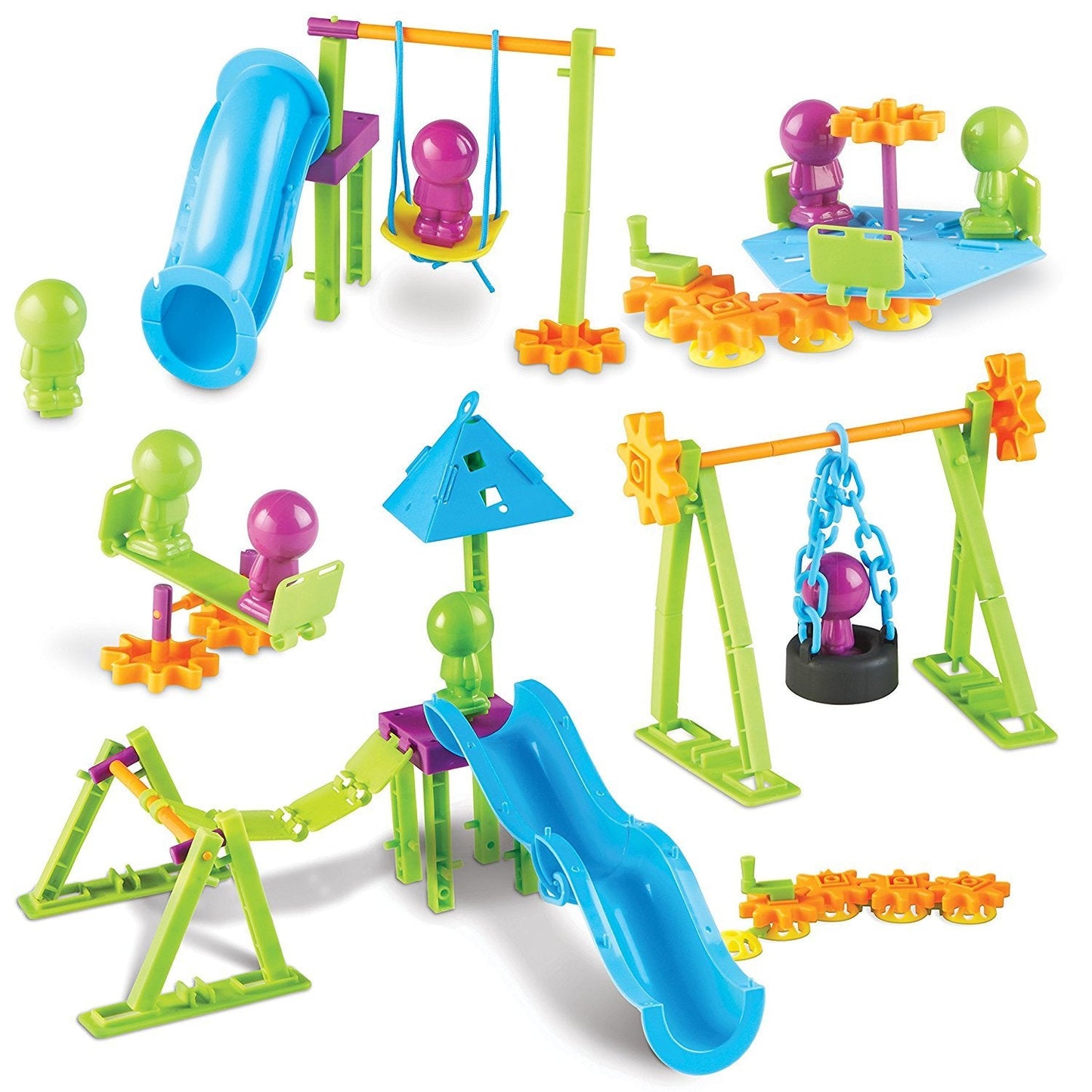 Learning Resources Playground Engineering & Design STEM Set - Kids Games, Building and Construction Gears, Montessori Activities , Critical Thinking Skills, Problem Solving for Boys and Girls