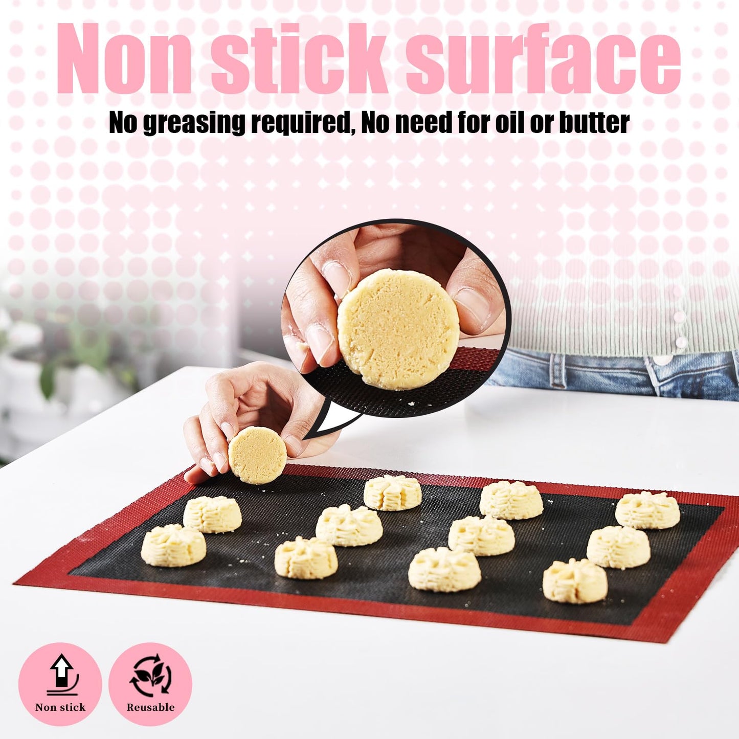 KitchenRaku Perforated Silicone Baking Mat, 15.7"x11.8" Reusable Silicone Baking Sheets for Oven, Nonstick Bread Mat for Cookies, Macarons, Bread and Pastry