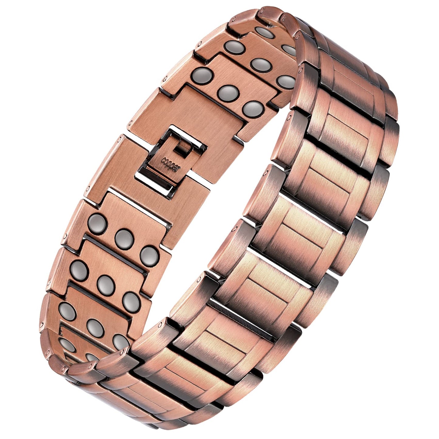 Feraco 2pcs Copper Bracelet for Men - Magnetic for - 3500 Gauss Magnets for Migraines Tennis Elbow - Copper Jewelry Gift with Adjustable Sizing Tool