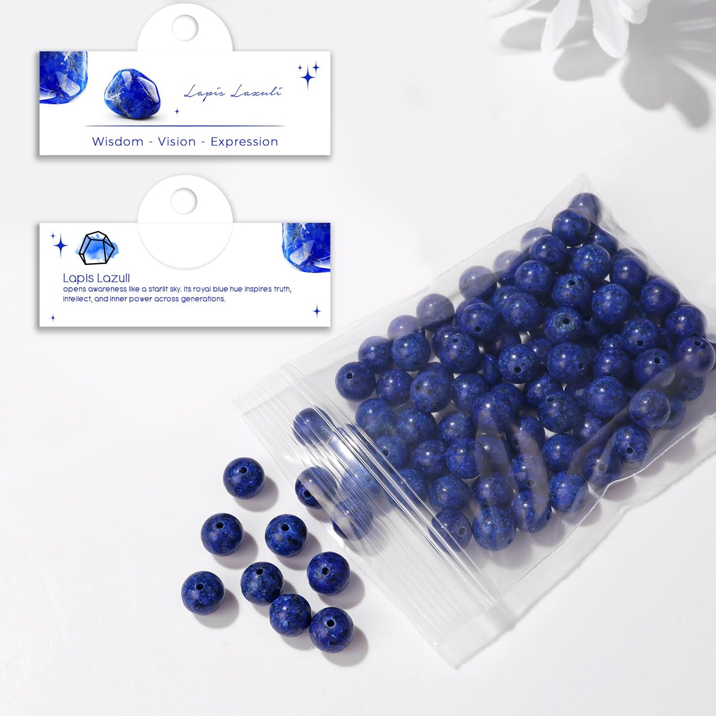 Raicegs 100pcs 8mm Lapis Lazuli Beads Natural Gemstone Beads Round Loose Beads for Jewelry Making DIY Bracelets Necklace