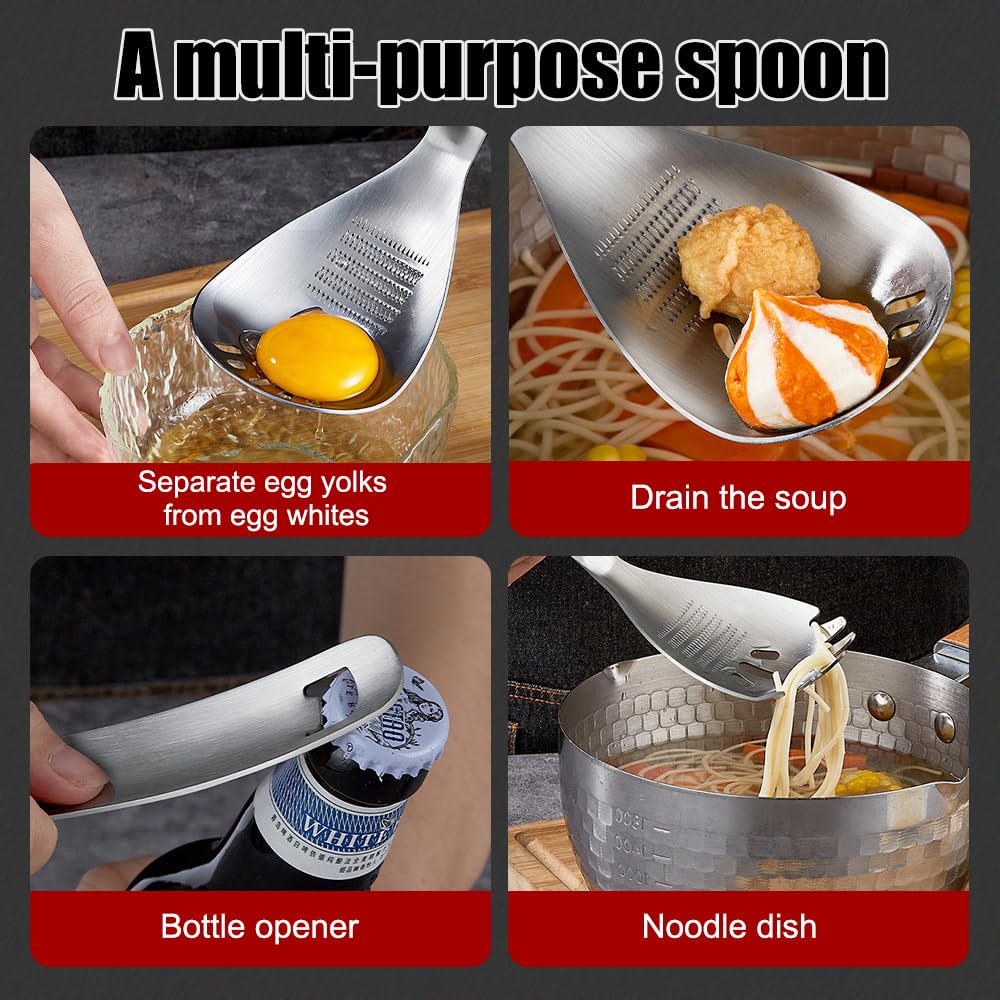DONGKER Multipurpose Grinding Spoon,304 Stainless Steel Garlic Ginger Crusher Spoon Reverse Grinding Design for Home Kitchen Utensil