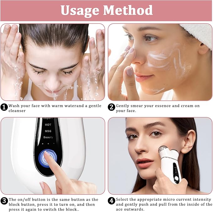 Microcurrent Face Device, USB Micro Current Faci-al Shaping Tool for Facial Wrinkle Removal and Anti-Aging，Mini Microcurrent Face Lift Device for Face Lifting and Facial Sculpting (White)