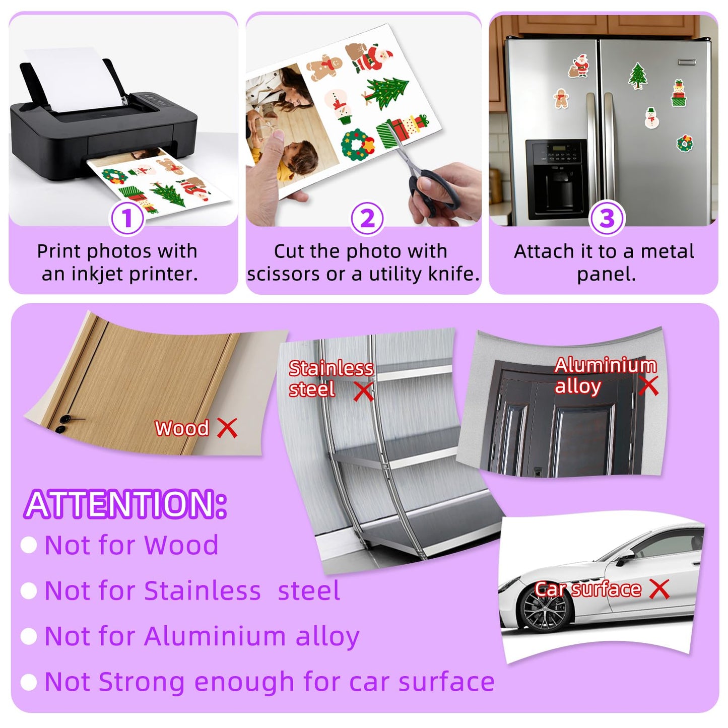 Printable Magnetic Sheets for Inkjet Printer,8.5" x 11"(Pack of 24),12 mil Thick Cuttable Flexible Non-Adhesive Backing Magnetic Printer Paper for DIY Crafts,Photos and Stickers