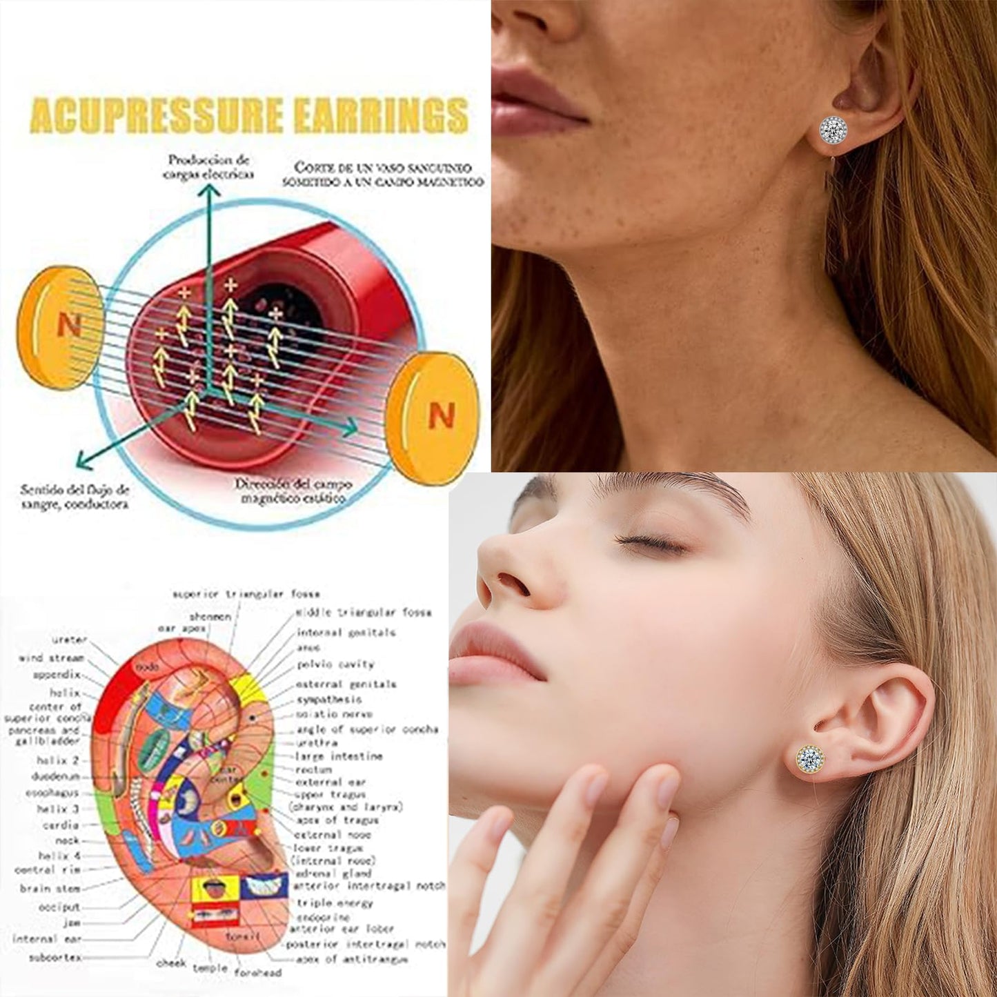 Lymphatic Earrings for Women Lymphatic Drainage Therapy Earrings Lymphvity Germanium Earring Lymph Detox Earring CZ Stud(Gold+Silver)