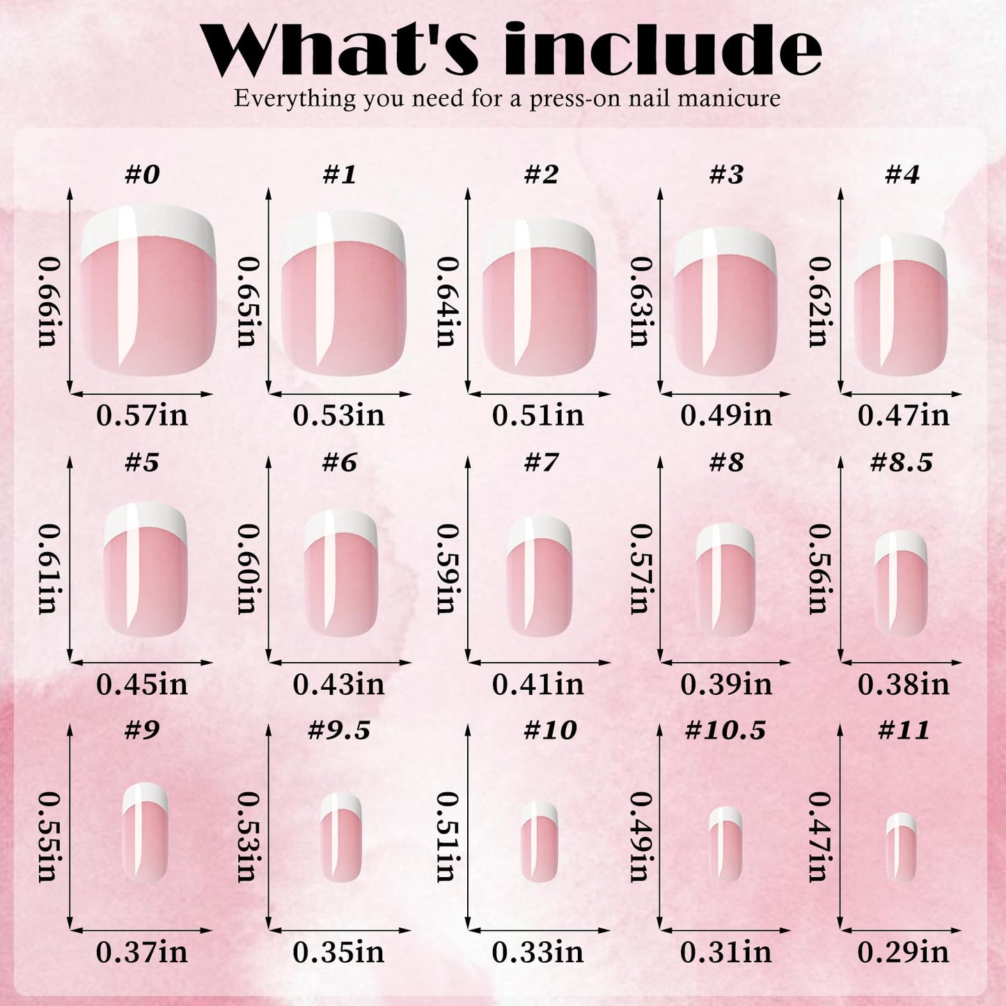 AddFavor White French Tip Press on Nails Short - 240pcs Pink Extra Short Square Fake Nails, Square Nails Press on Acrylic Nail Extension Nails Art DIY