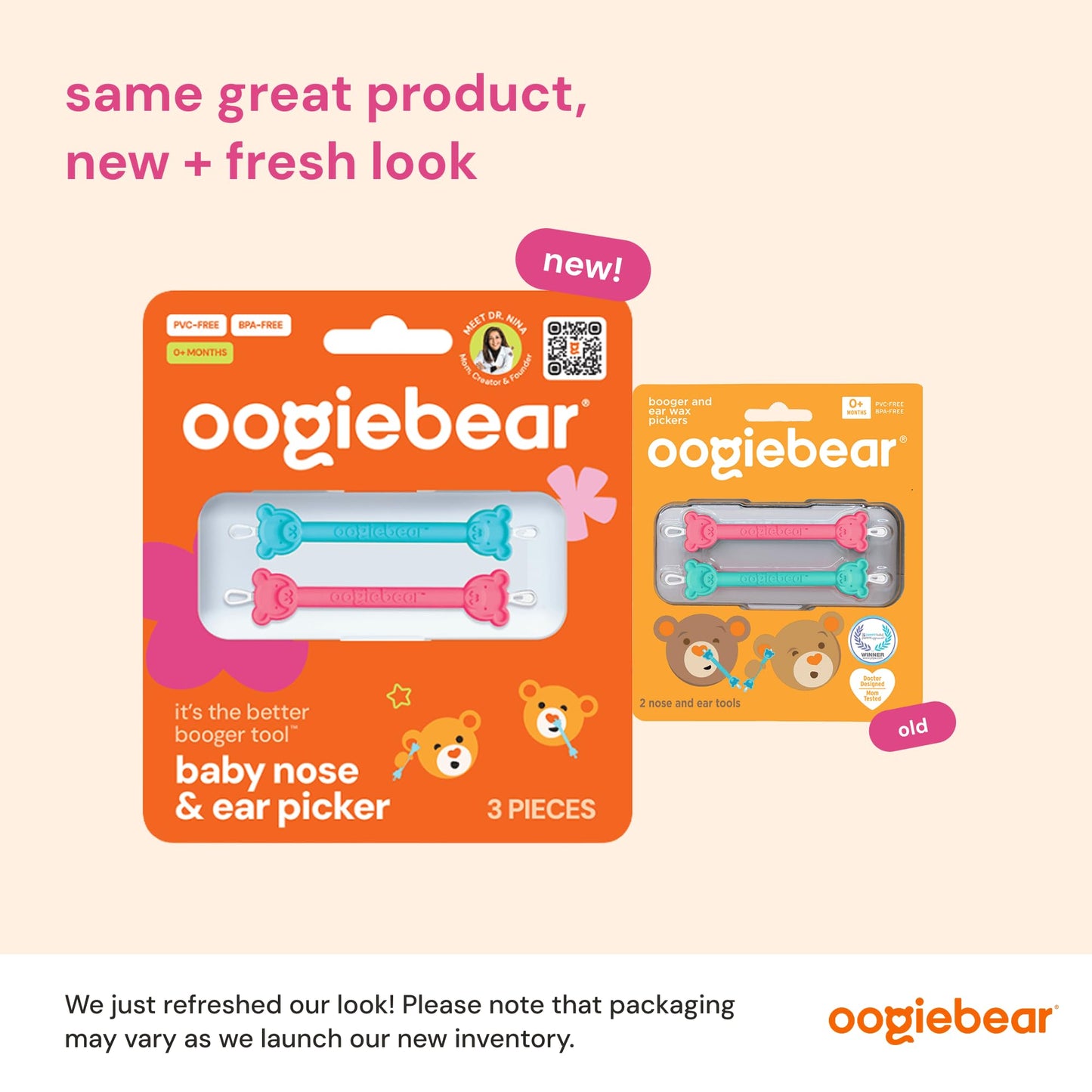 oogiebear: Baby Nose Cleaner & Ear Wax Removal Tool - Safe Booger & Earwax Removal for Newborns, Infants, Toddlers - Dual-Ended - Essential Baby Stuff, Diaper Bag, Raspberry & Seafoam with case