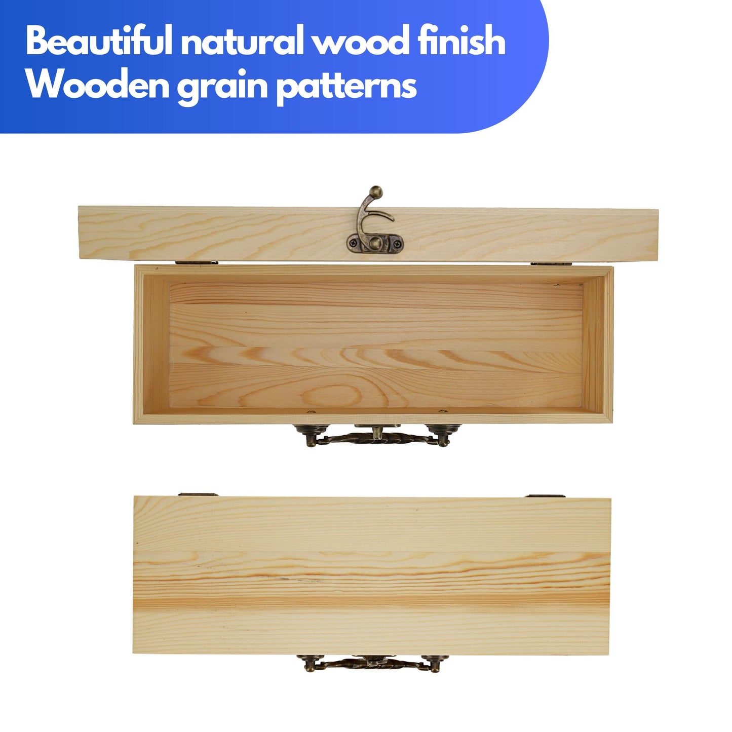 WE Games Large Wooden Box with Hinged Lid, Burnt Wood Finish Natural Stain, Keepsake Memory Box, Decorative Boxes for Living Room, Perfect for Gifts, Adults