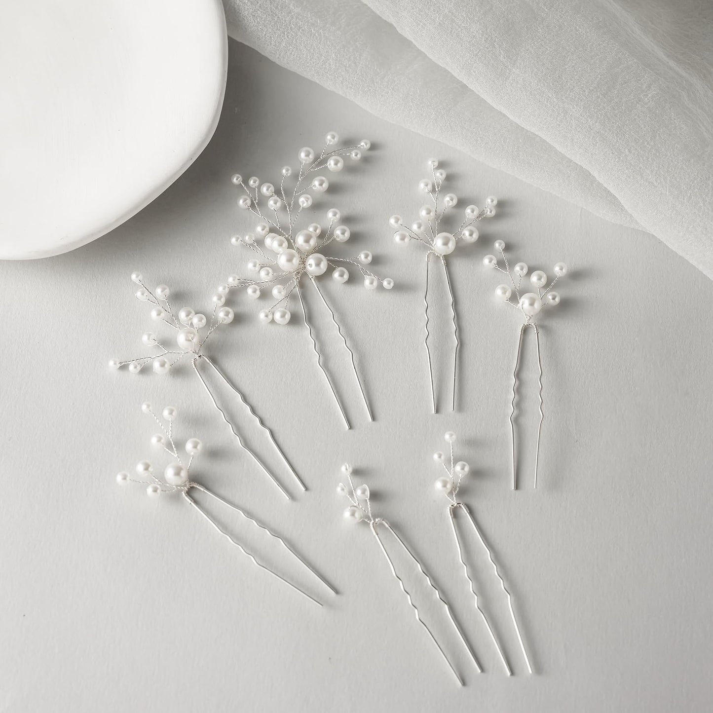 SWEETV 7 Pieces Bride Hair Accessories Pearl Wedding Hair Pins Leaf Bridal Hair Piece Vintage Hair Headpiece Leaf Hair Clips Jewelry for Women Bridesmaids Brides Flower Girls