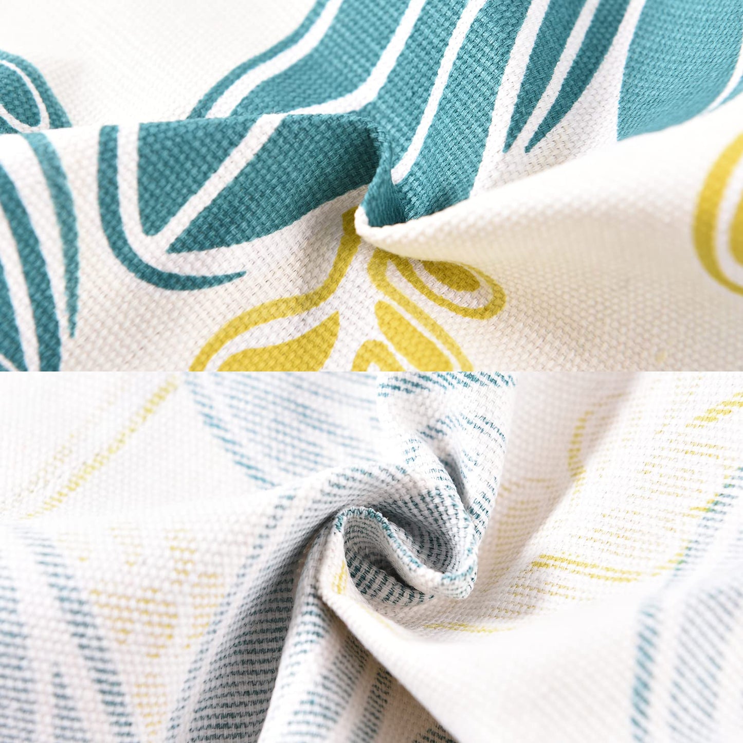 ARBINSON 2 Pack Floral Apron for Women with Pockets, Adjustable Cotton Chef Aprons for Kitchen, Cooking, BBQ & Grill (Turquoise/Leaf)