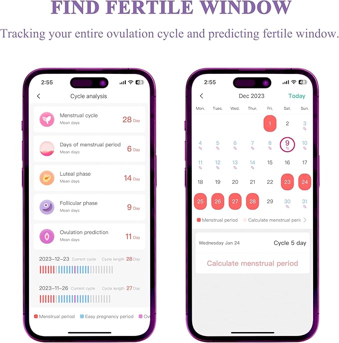 Fertility Monitor Kit 2-in-1 with 20 Ovulation Test Strips & 5 Pregnancy Test Strips + App Included for TTC Women