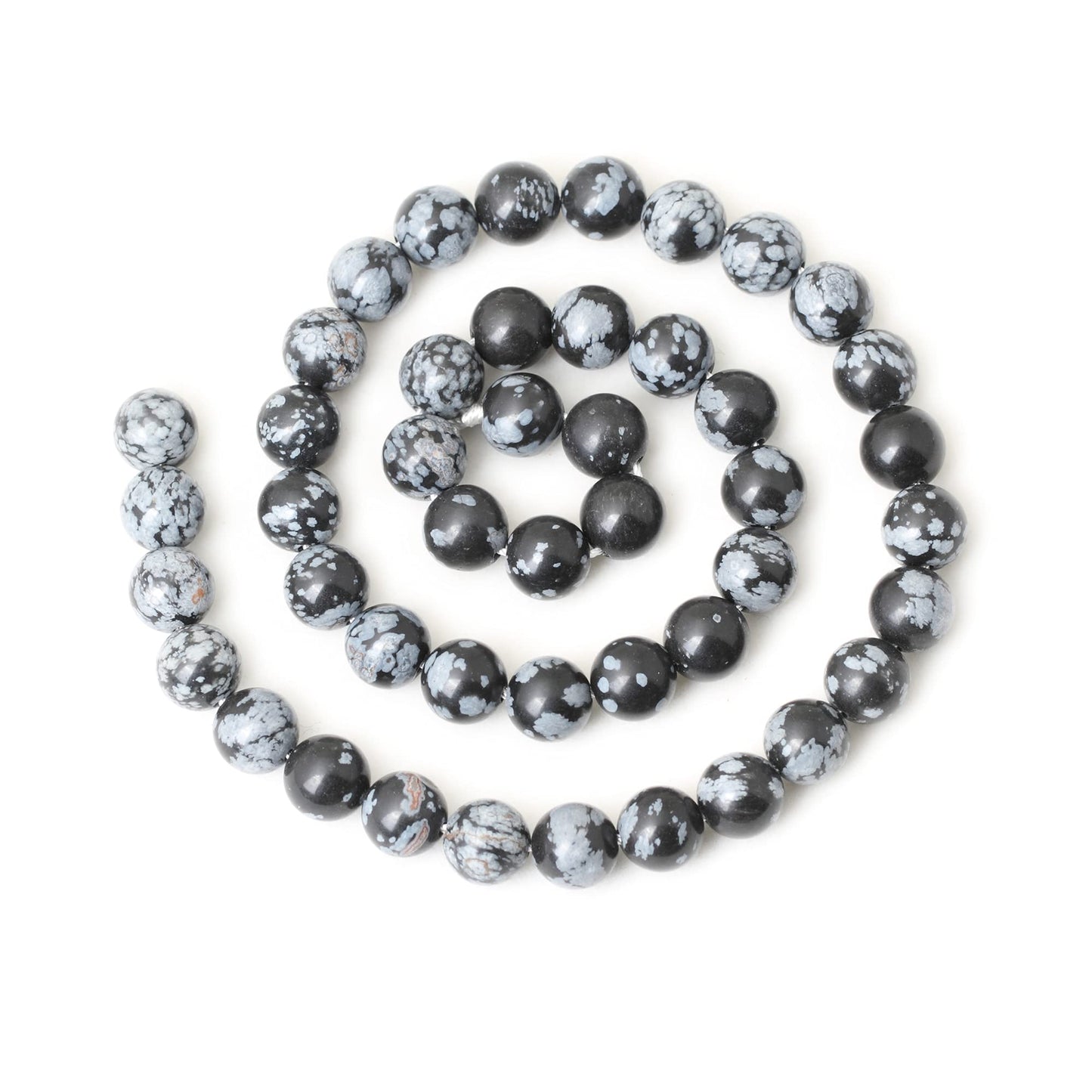 CHEAVIAN 45PCS 8mm Natural Black Snowflake Obsidian Gemstone Round Loose Beads Stone Beads for Jewelry Making DIY Findings 1 Strand 15"