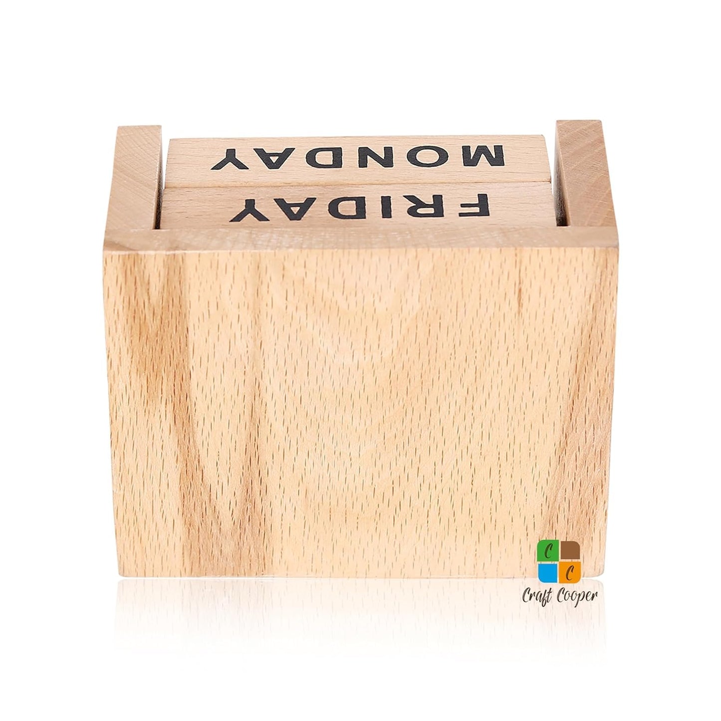 Craft Cooper Wooden Perpetual Block Calendar for Desk, Wood Month Date Display Blocks for Teachers, Students, Classroom, Rustic Farmhouse Office Decor, Desk Accessories