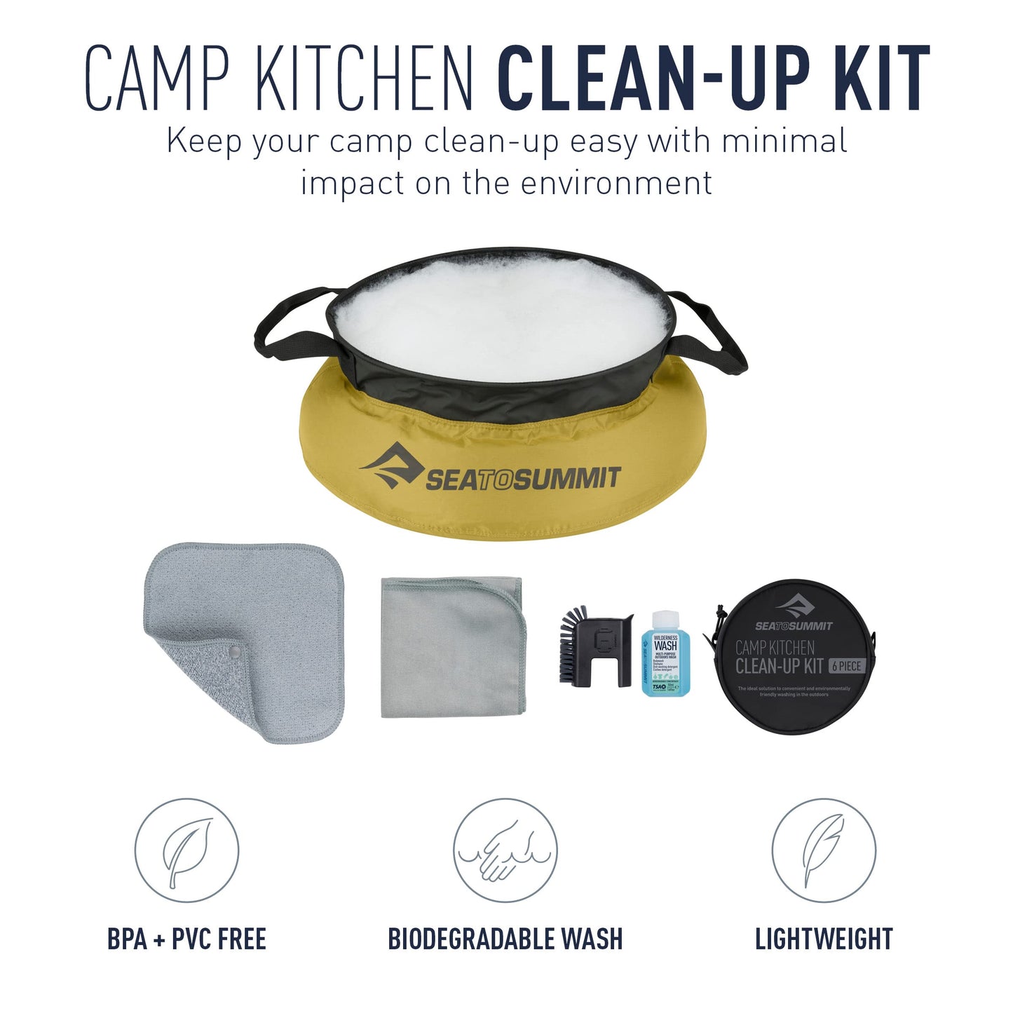 Sea to Summit Camp Kitchen 6-Piece Clean-Up Kit, Yellow