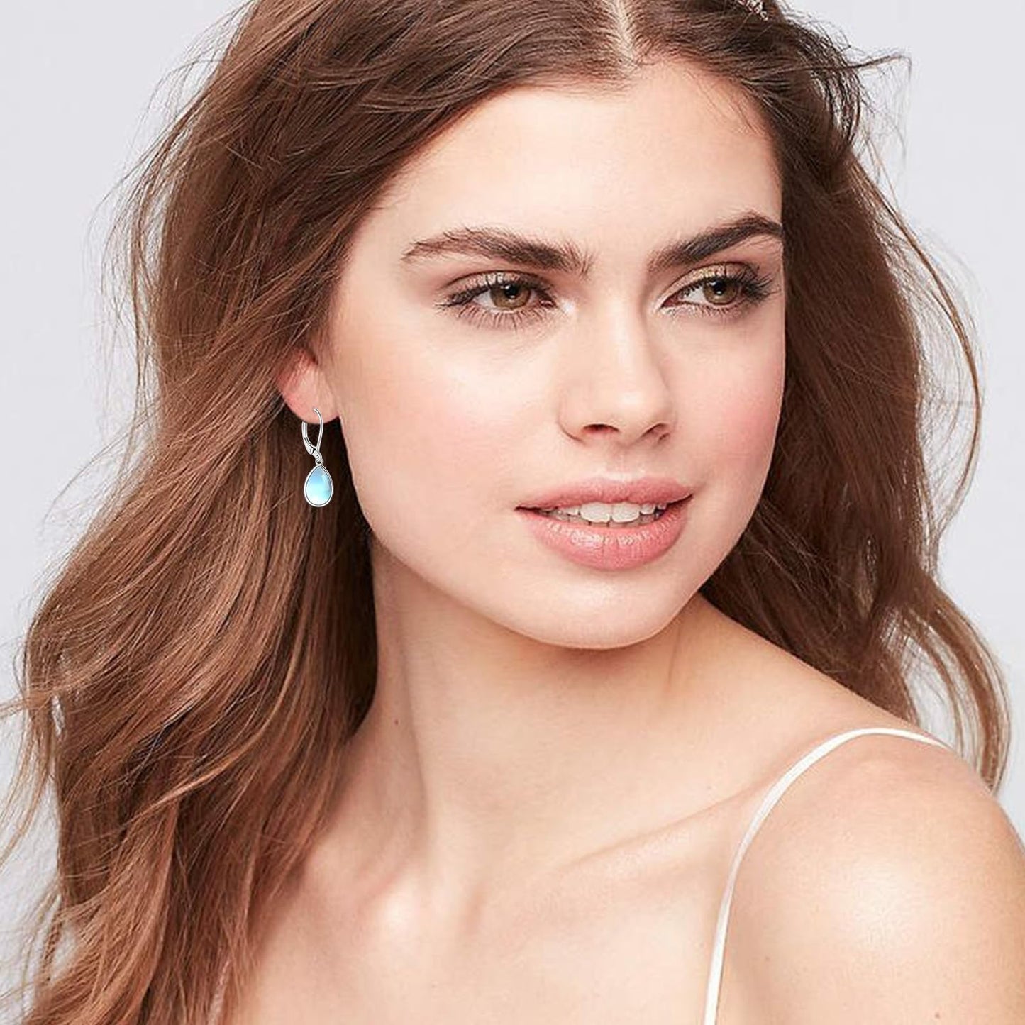 TALYKONG Moonstone Earrings for Women Teardrop Leverback Dangle Earrings for Women (moonstone earrings)