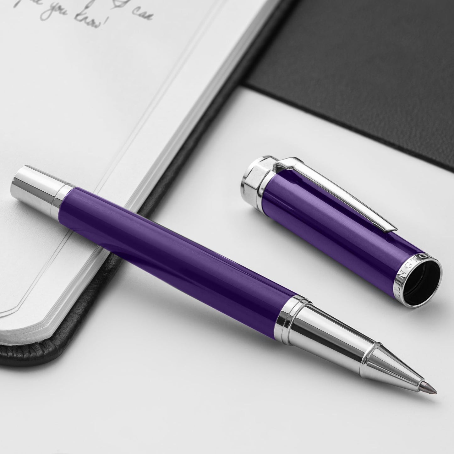 Ellington Pens Luxury Ballpoint Pen – Premium Quality, Smooth Writing Experience, Elegant Design, Includes 2 Ink Refills – Ideal for Professionals and Gift Giving (Purple Silver)
