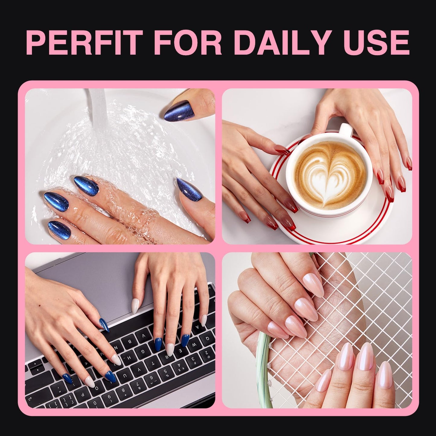 VSALON 10 Sheets Jelly Nail Tabs – 15 Sizes, 300 Adhesive Pads for Press On Nails | Reusable, No Residue, Easy to Apply & Remove