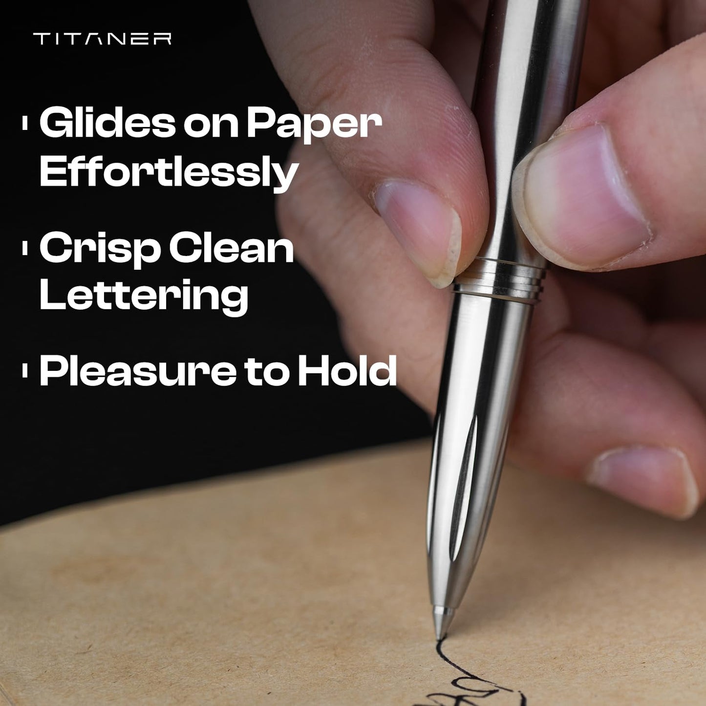 TITANER TiWard:Titanium Tactical Ballpoint Pen - Professional EDC Writing Tool Compatible with Multiple Refill for Signature Business Writing Journaling for Gifts or Collectibles.(Titanium)
