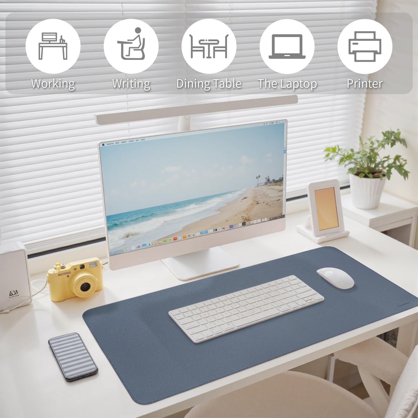 PROMATTOO Oversized Non-Slip Desk Pad Protector with Premium Gift Box – Vegan Leather Waterproof Laptop Mat for Keyboard & Mouse, Grips Desk Firmly – Large Office Pad– Dusk Navy