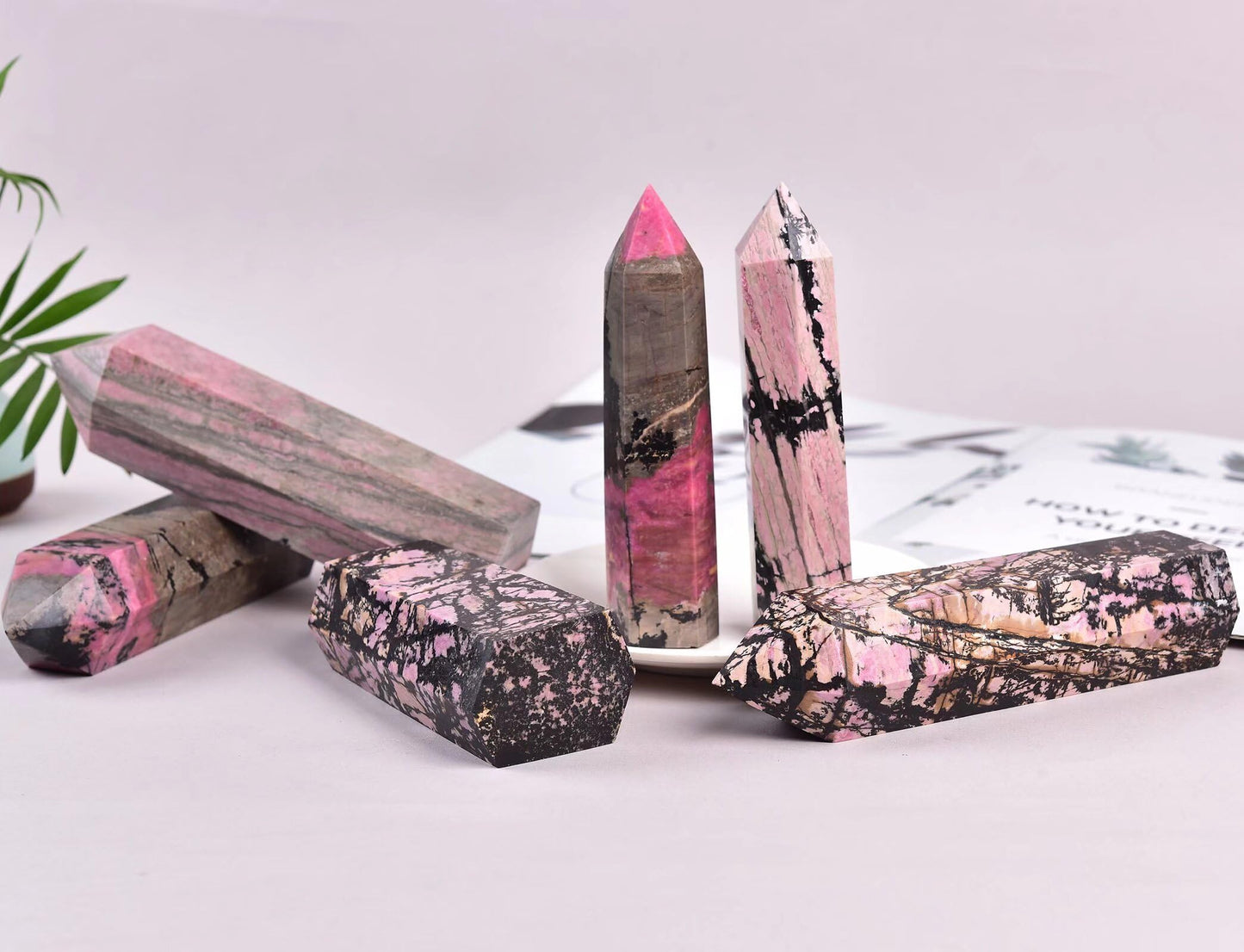 Rhodonite Stone Tower Obelisk Healing Crystal Stone Wand Natural Reiki Meditation Gifts 1.1-1.7 LBS