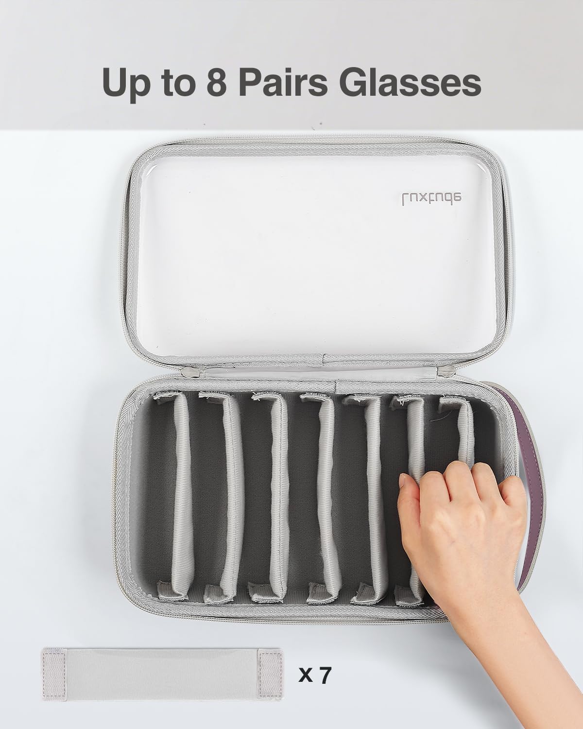 Luxtude Travel Sunglasses Organizer Case for Women Men, Glasses Case Multiple Pairs with Adjustable Slots, Hard Shell Sunglass Storage Cases, Clear Eyeglass Organizer for Multiple Glasses
