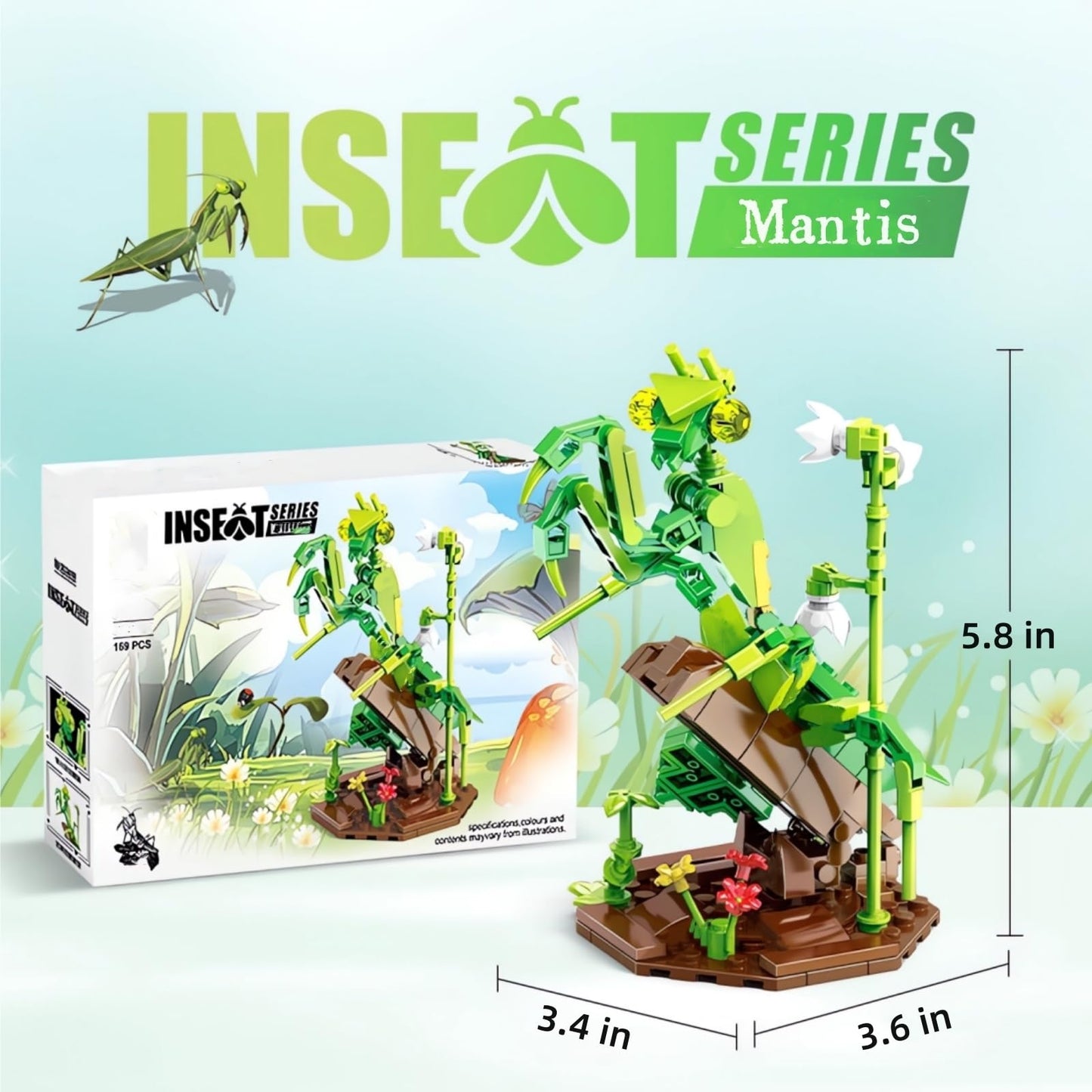 WULOBOOI Ideas Insect Collection Toy Building Sets, Chinese Mantis with Flowers Nature Display Models for Home Decor, Fun Bug Gift for Animals Lovers Woman Teens Adults