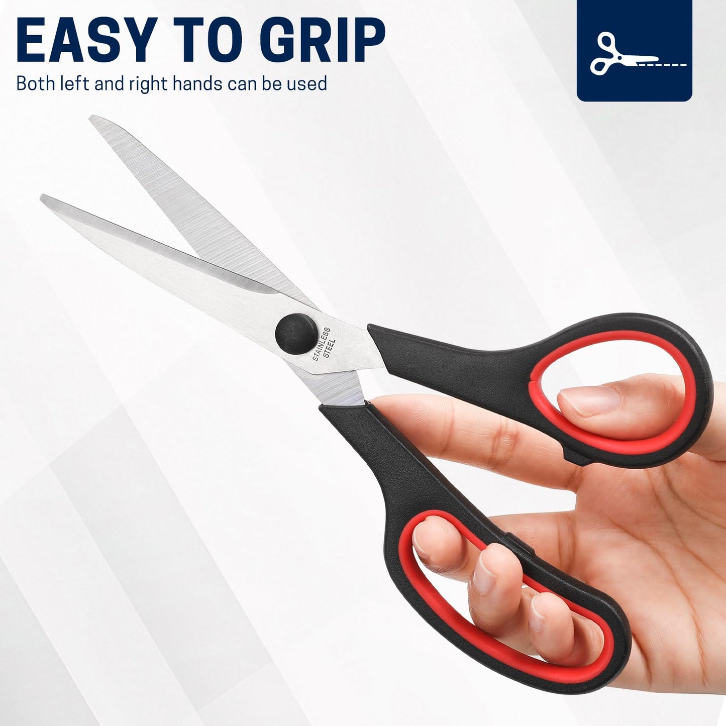 BURVAGY 8" 10 Pack All Purpose Heavy Duty Scissors- Comfort-Grip Sharp Scissors for Office School Sewing Fabric Craft High/Middle School Student Teacher Scissor, Right/Left Hand