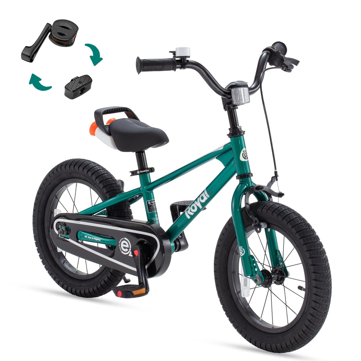 RoyalBaby EZ Toddlers Kids Bike, 12 Inch Wheel Bicycle with Quick Release Crank for Beginners Boys Girls Ages 3-4 Years Easy Learn Biking, Green