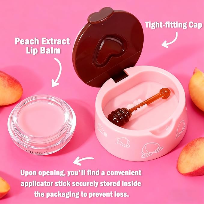 8 PCS Bee Lip Balm Lip Mask Honey Pot,Honey Lip Balm Bulk,Strawberry,Watermelon,Apple Lime,Cherry,Mint, Grapes&Peach Flavors,Sleeping Mask Overnight with Stick,Hydrating Prevention Dry&Cracked