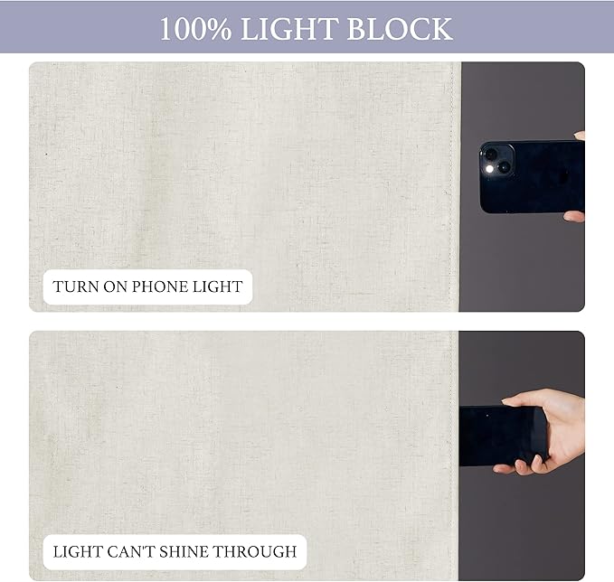 RYB HOME 100% Blackout Tricia Door Curtains, Linen Textured Blend Thermal Insulating Privacy French Door Window Tie Up Shades Living Room Curtains for Kitchen, W 30 x L 80 inches, Ivory, 1 Panel