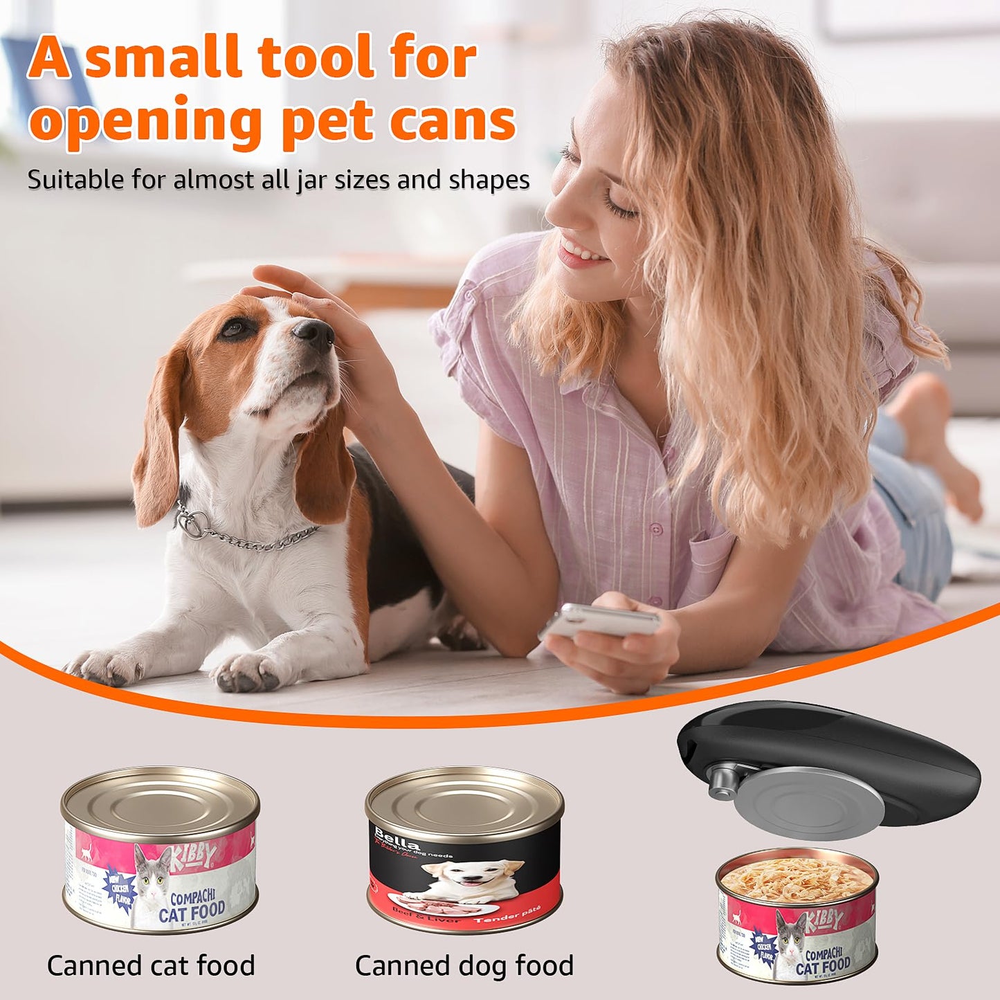 electriccan opener, automatic can opener, one-button operation, with smooth edge design suitable for the elderly, portable kitchen tool, suitable for most can sizes.