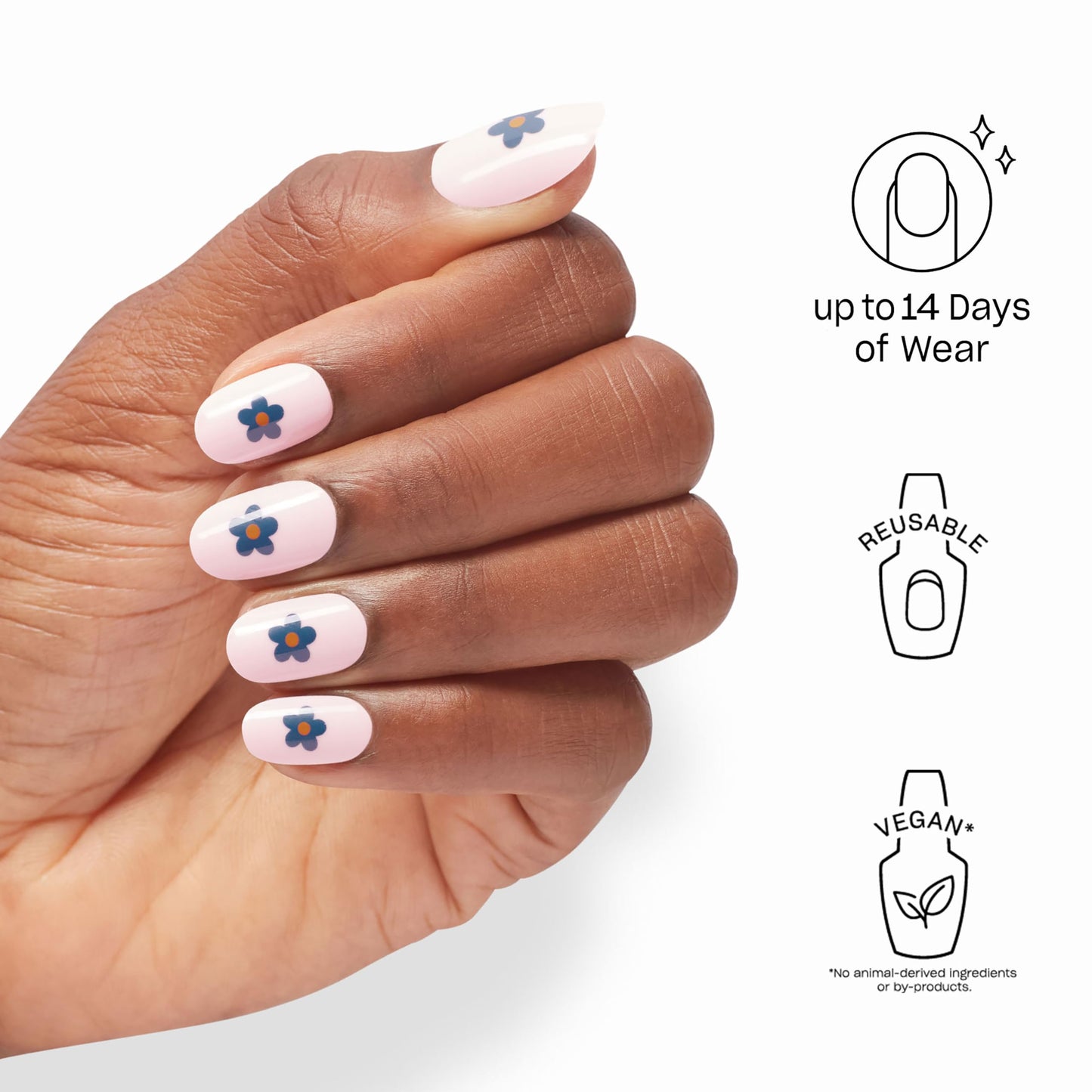 OPI On Point Blossom Sauce | Short Round Light Lavender with Blue Flower Nail Art Press On Nails | 24 Count with Glue | Long Lasting, Reusable, Non-damaging | Fall 2025 Shades