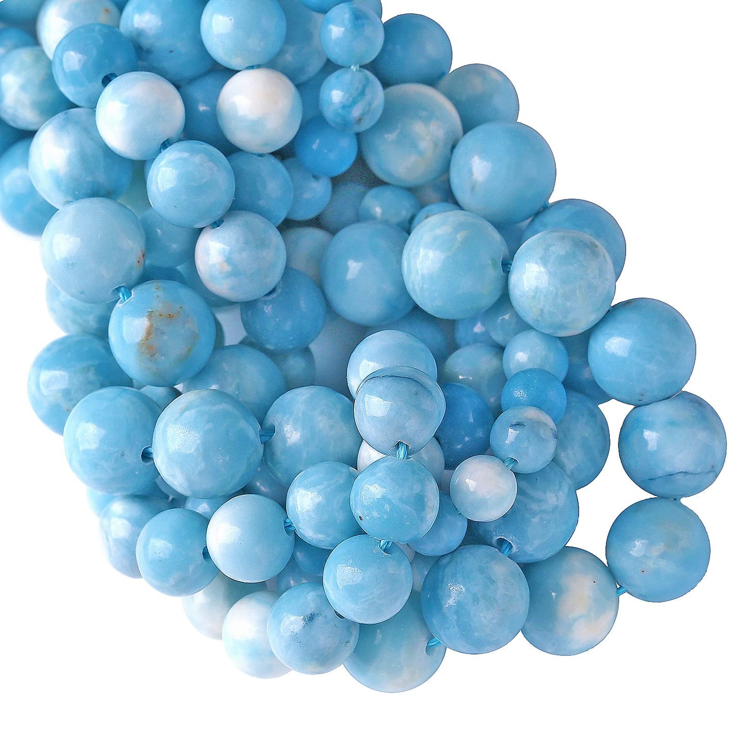 6MM 60PCS Natural Blue Larimar Gemstone Crystal Beads for Jewelry Making DIY Bracelet
