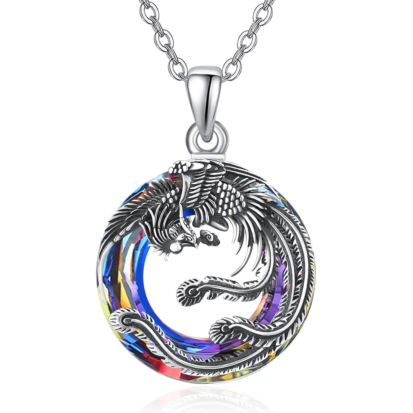 AENEAS Phoenix Necklace 925 Sterling Silver Crystal Pendant Phoenix Jewelry Graduation Gifts for Women Men