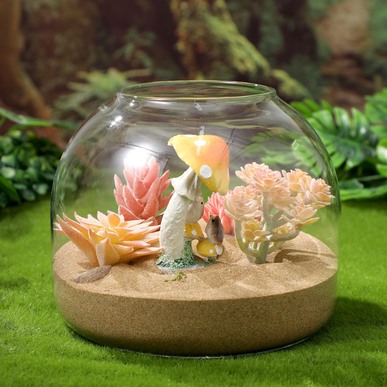 Happyyami Glass Terrarium Jar with Wood Cork Stopper Hydroponic Plants Container Small Fish Tank Micro Landscape Decorative Bottle for Home Office