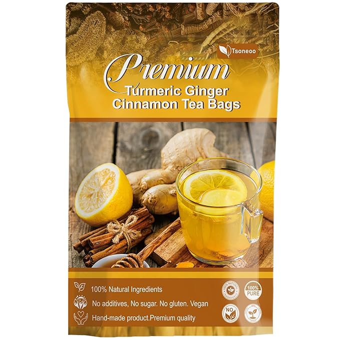 Premium Turmeric, Ginger, Cinnamon Blend Tea Bags, 100% Natural & No Additives & Caffeine Free. (1)