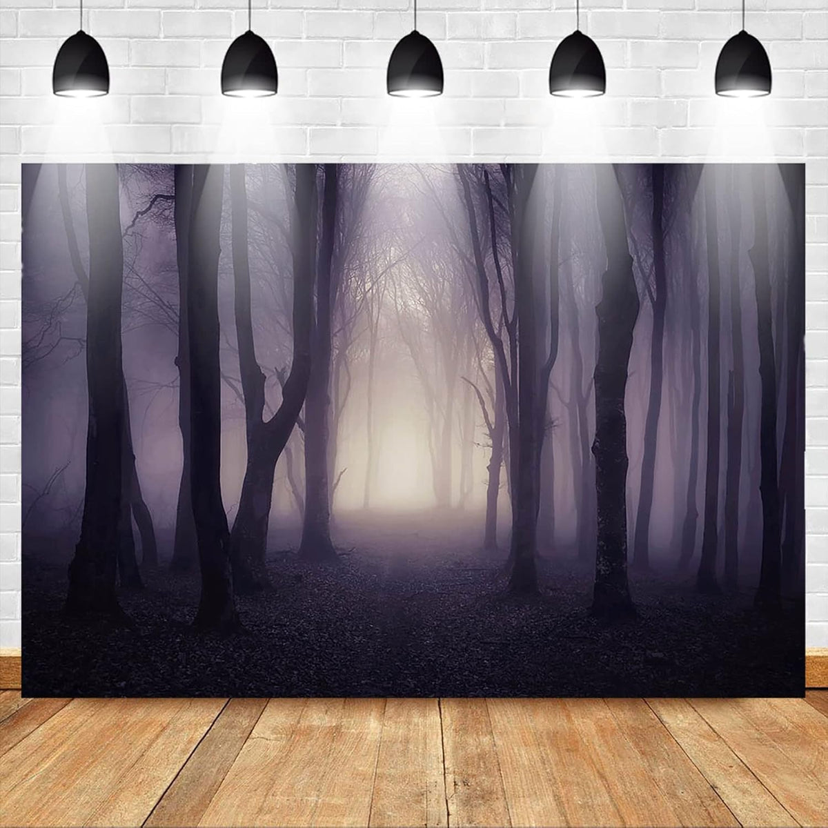 Mocsicka Halloween Photo Backdrop Misty Woods Dark Gloomy Forest Witch Wizard Party Background Halloween Night Ghost Photography Backdrops (8x6ft)
