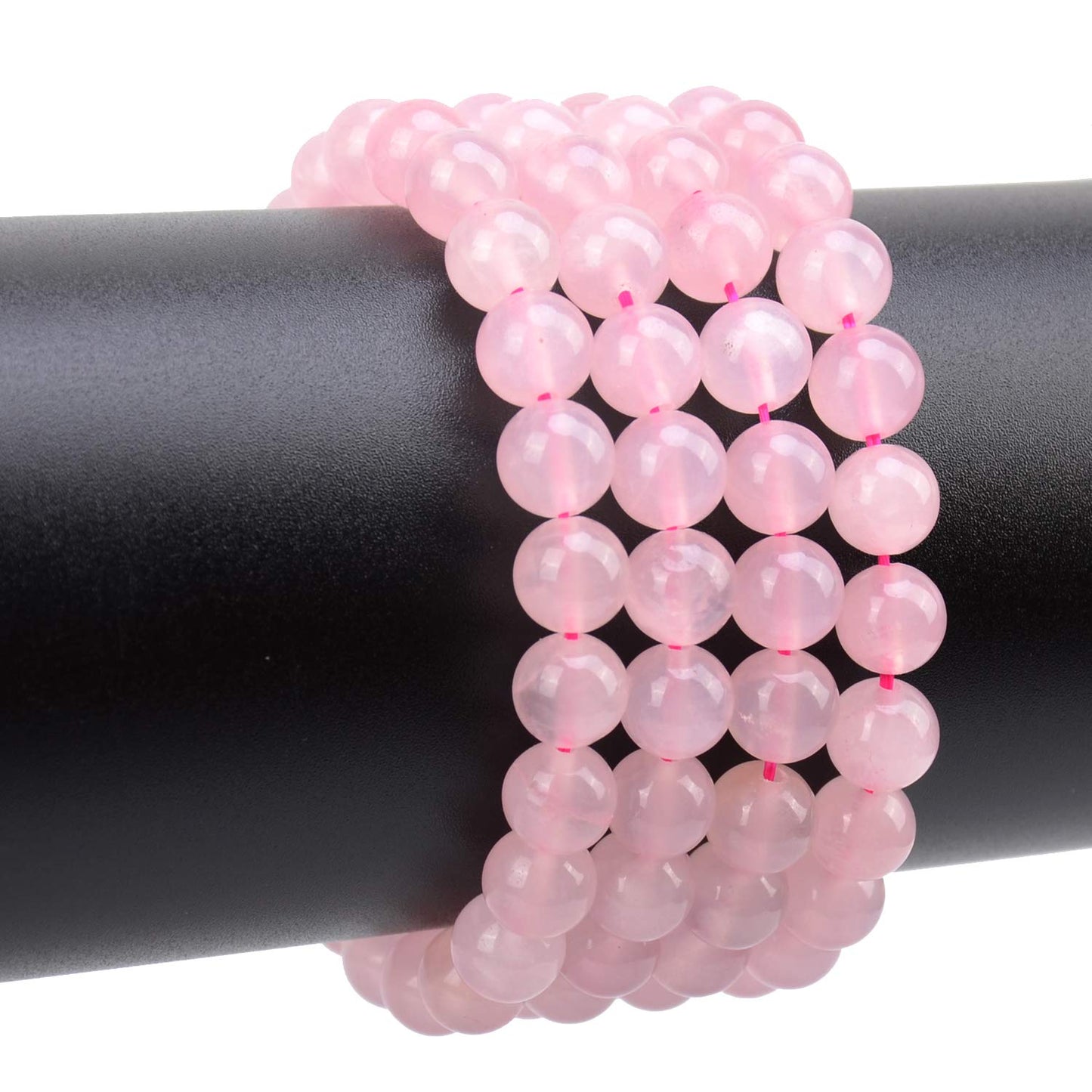 LPBeads 100PCS 8mm Natural Rose Quartz Beads Gemstone Round Loose Beads for Jewelry Making with Pink Stretch Cord